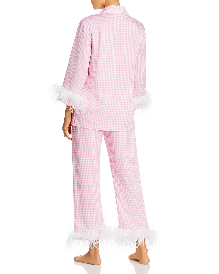 Sleeper Feather Trim Gingham Pajama Set 100 Exclusive In Pink Vichy