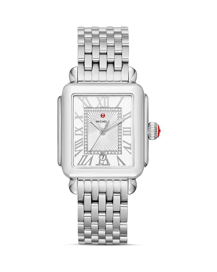 Shop Michele Deco Madison Watch, 33mm In White/silver