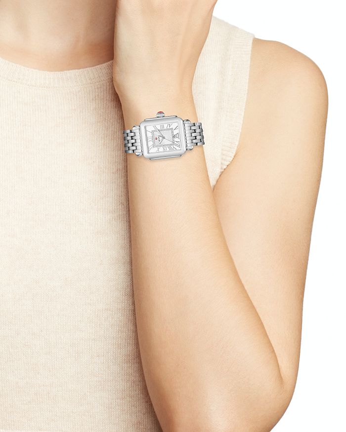 Shop Michele Deco Madison Watch, 33mm In White/silver