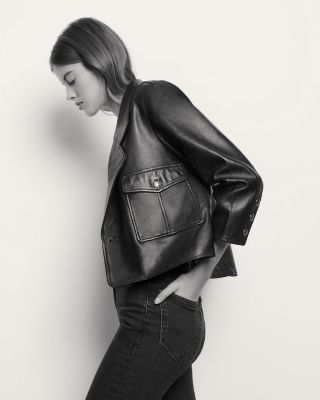 Sandro Shanny Cropped Leather Jacket Bloomingdale's