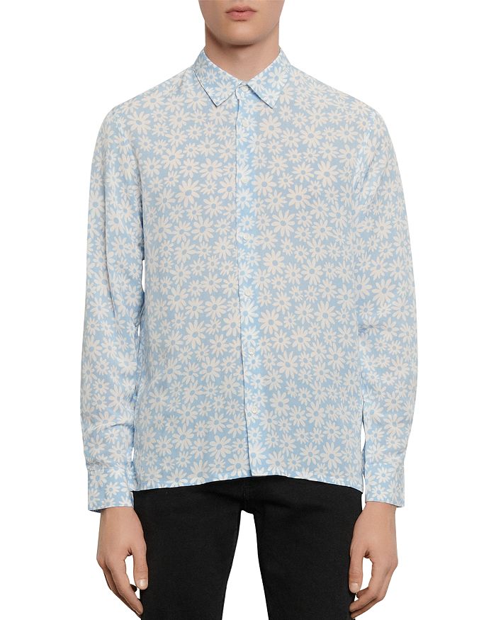 Sandro Slim-fit Floral Casual Shirt In Sky Blue | ModeSens