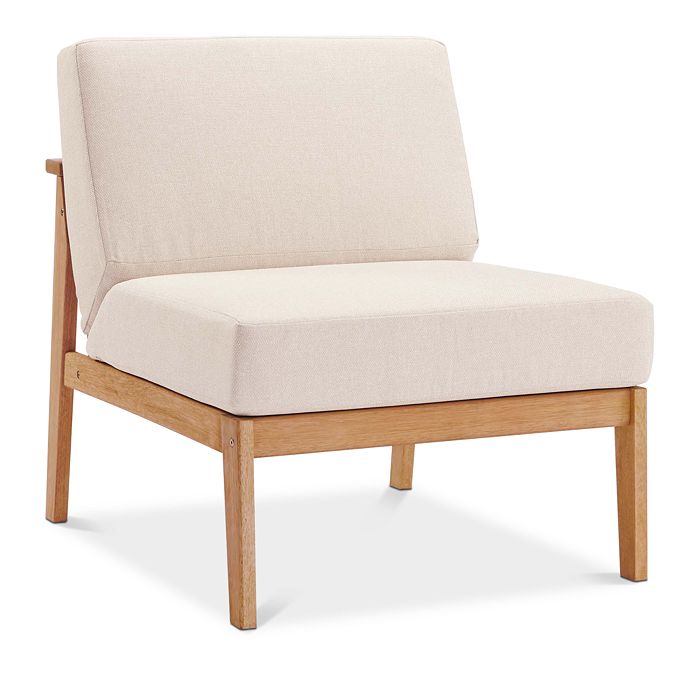 Modway Sedona Outdoor Patio Eucalyptus Wood Sectional Sofa Armless Chair In Natural Taupe