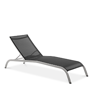 Shop Modway Savannah Mesh Chaise Outdoor Patio Aluminum Lounge Chair In Black
