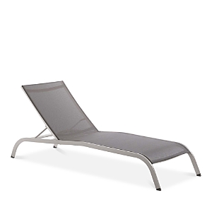 Modway Savannah Mesh Chaise Outdoor Patio Aluminum Lounge Chair In Gray