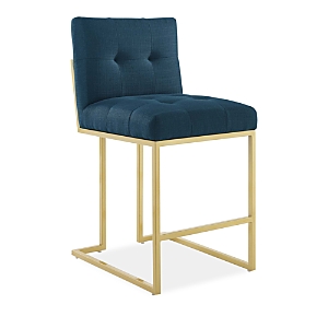 Modway Privy Gold Stainless Steel Upholstered Fabric Counter Stool In Azure