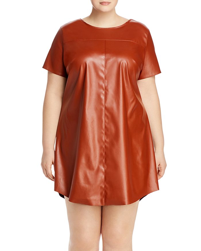 Aqua Curve Faux-leather T-shirt Dress - 100% Exclusive In Cognac