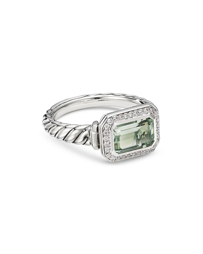 David Yurman Sterling Silver Novella Ring with Gemstone and Pavé