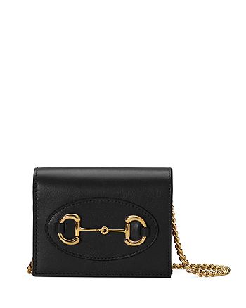 Gucci 1955 Horsebit Leather Card Case Chain Wallet | Bloomingdale's