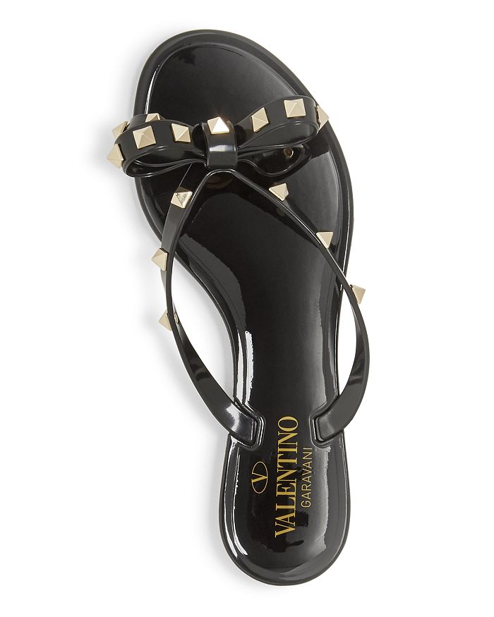 Shop Valentino Women's Summer Rockstud Pvc Thong Sandals In Black