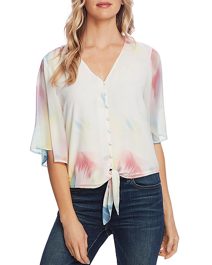 Vince Camuto Tie-front Button-up Shirt In Fresh Pink