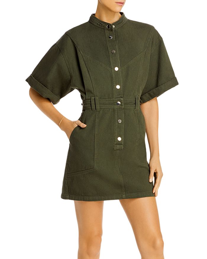 Aqua Snap-front Mini Dress - 100% Exclusive In Army Green