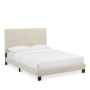 Modway Melanie Tufted Button Upholstered Fabric Platform Bed, Full In Beige