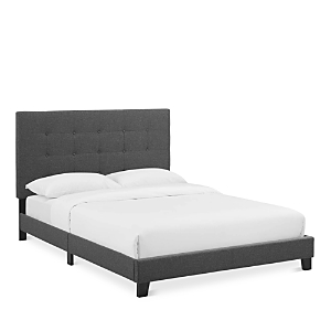 Modway Melanie Tufted Button Upholstered Fabric Platform Bed, Full In Gray