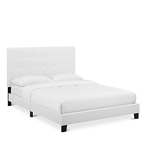 Photos - Other Furniture Modway Melanie Tufted Button Upholstered Fabric Platform Bed, Full White M 
