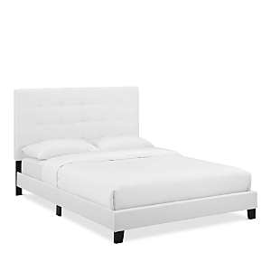 Modway Melanie Tufted Button Upholstered Fabric Platform Bed, Twin In White