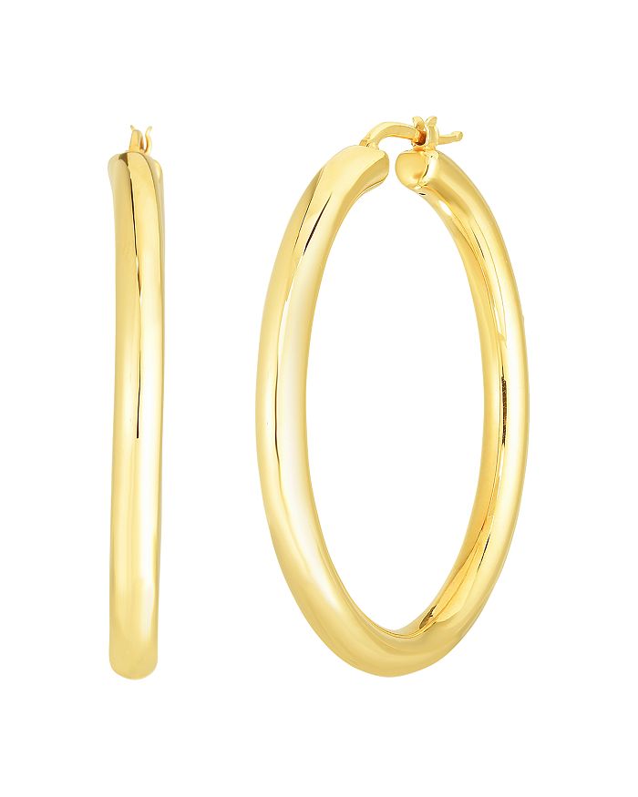 Shop Roberto Coin 18k Yellow Gold Oro Classic Polished Hoop Earrings