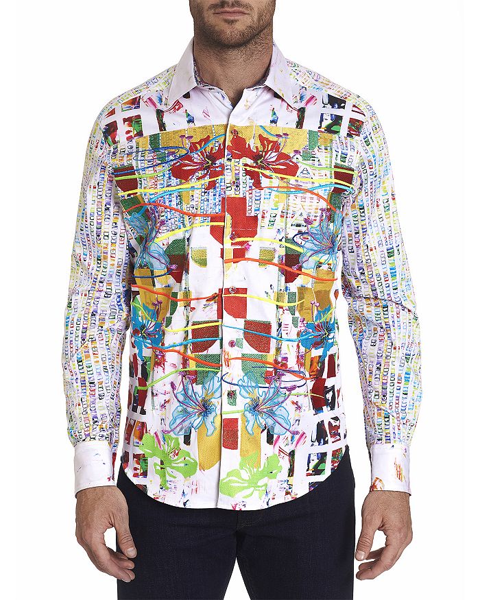 ROBERT GRAHAM TROPIC VICTORY LIMITED EDITION COTTON GEO PRINT CLASSIC FIT BUTTON-UP SHIRT,RS201631CF