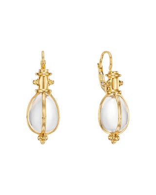 Temple St. Clair - Temple St. Clair 18K Yellow Gold Oval Crystal Amulet Earrings