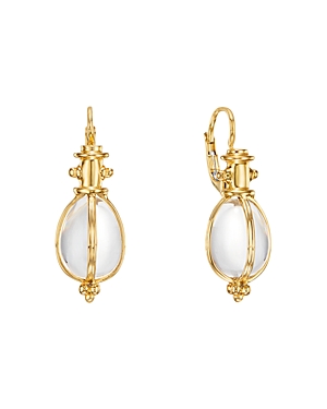Temple St. Clair 18K Yellow Gold Oval Crystal Amulet Earrings