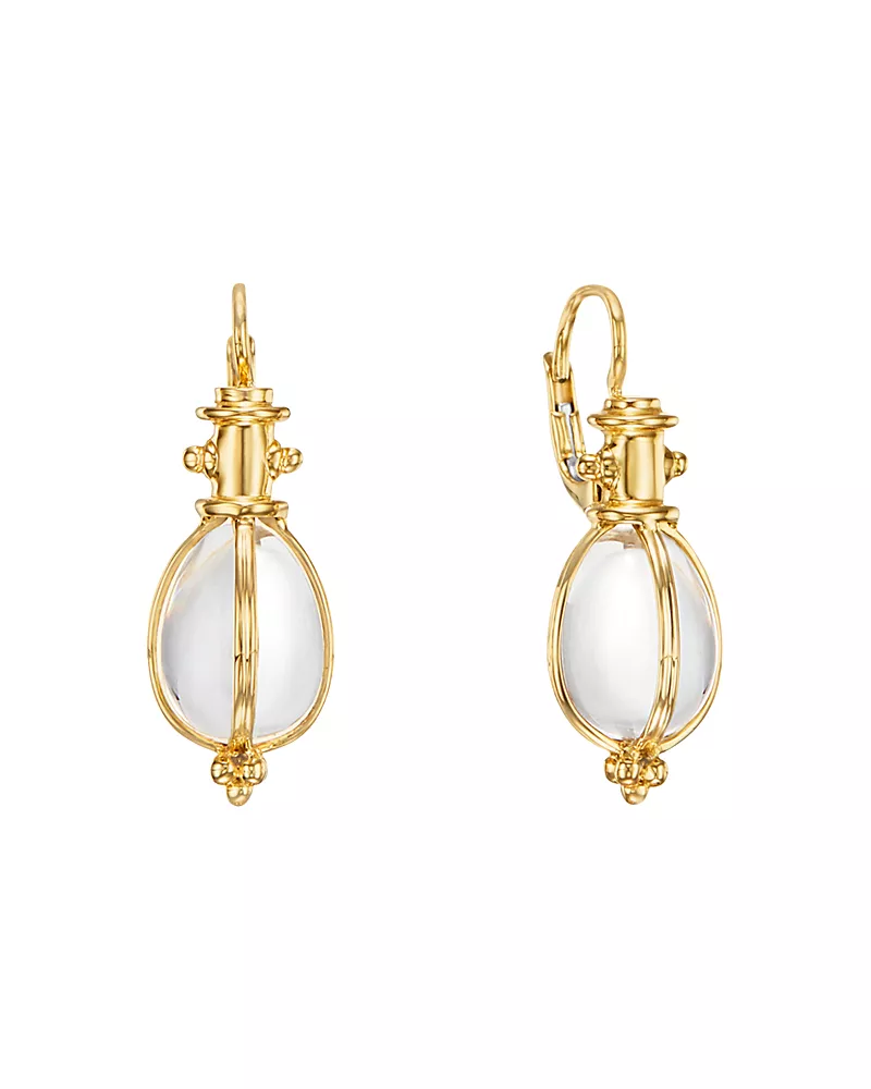 Temple St. Clair 18K Yellow Gold Oval Crystal Amulet Earrings