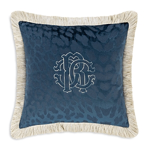 Roberto Cavalli Monogram Decorative Pillow, 16 X 16 In Blue