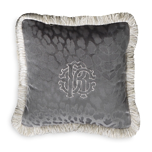 Roberto Cavalli Monogram Decorative Pillow, 16 X 16 In Gray