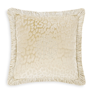 Roberto Cavalli Monogram Decorative Pillow, 16 X 16 In Ivory