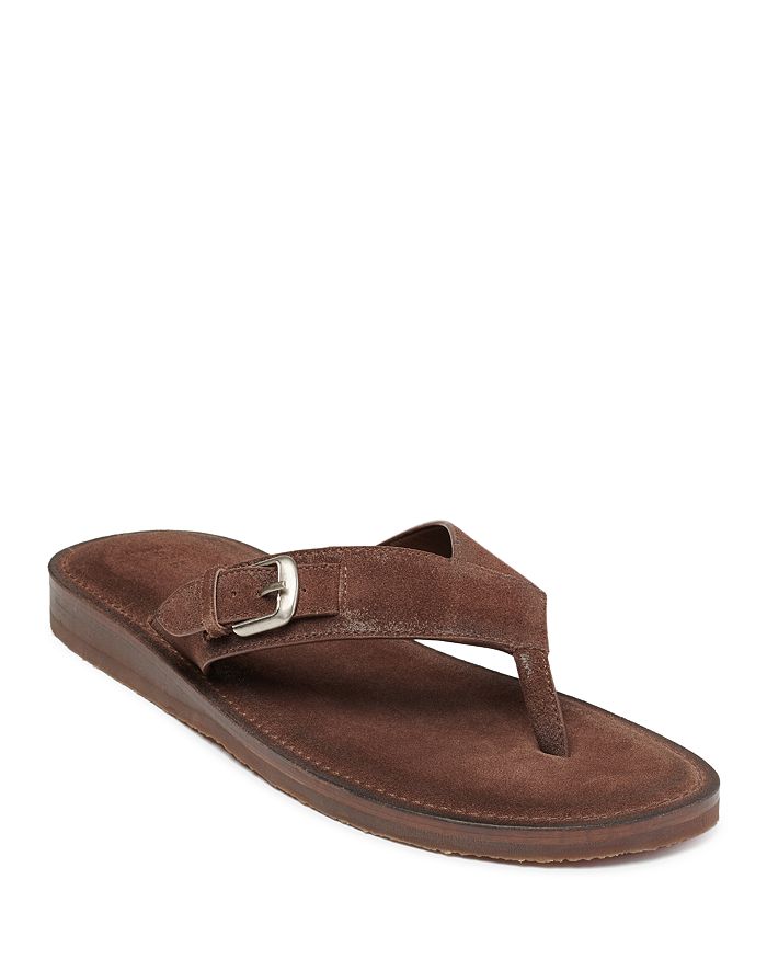 John Varvatos Men S Havana Buckle Thong Sandals In Dark Brown Modesens
