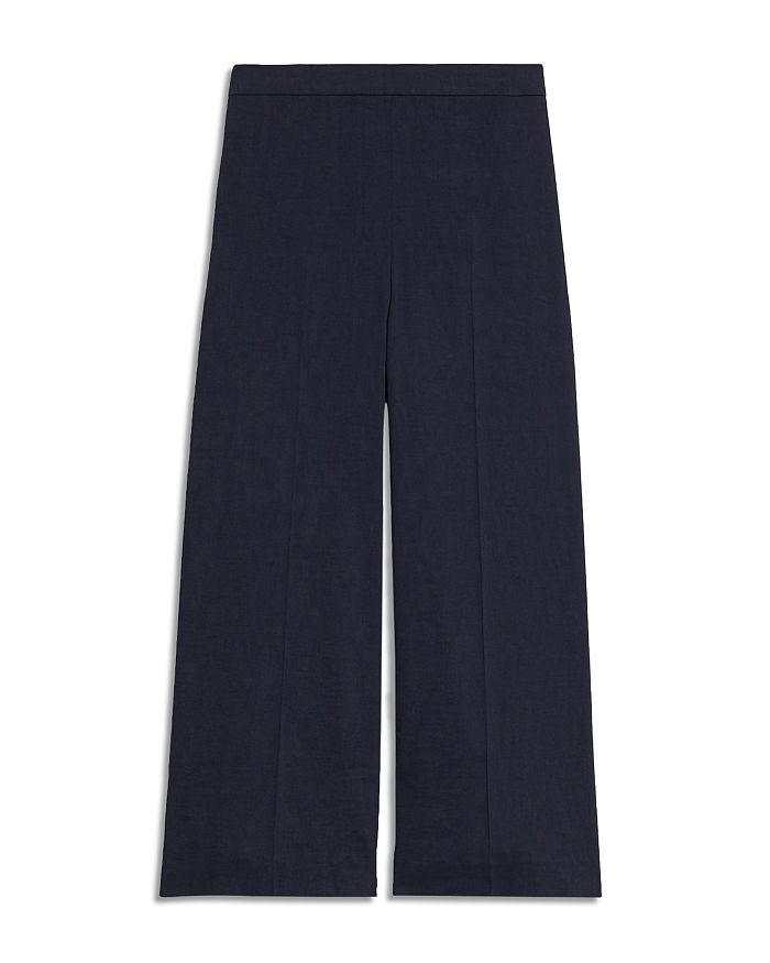 Theory 'good Linen' Wide Leg Pull-on Pants In Concord