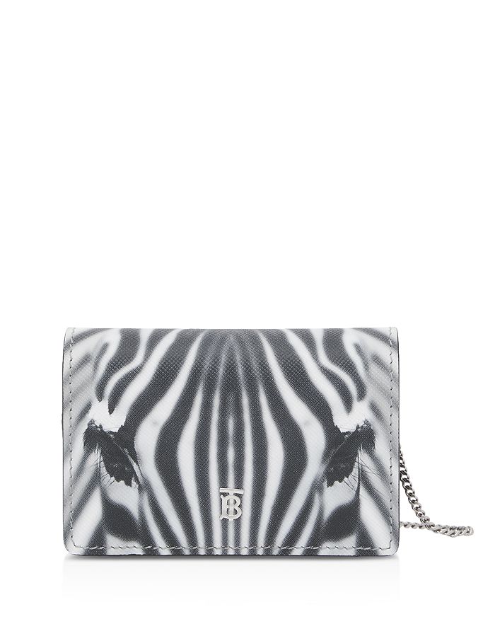 BURBERRY ZEBRA PRINT LEATHER CARD CASE WITH DETACHABLE STRAP,8028139