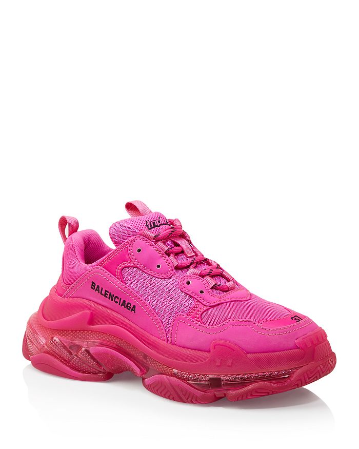 Balenciaga Triple S Clear Sole Logo-embroidered Foam And Mesh Sneakers In Pink