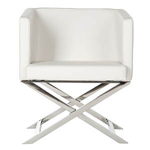 Safavieh Celine Bonded Leather Cross Leg Chair In White/chrome