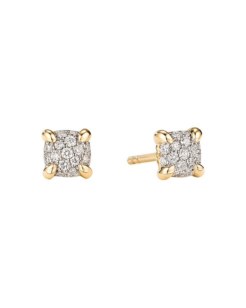 David Yurman Petite Chatelaine Stud Earrings in 18K Yellow Gold with Diamonds