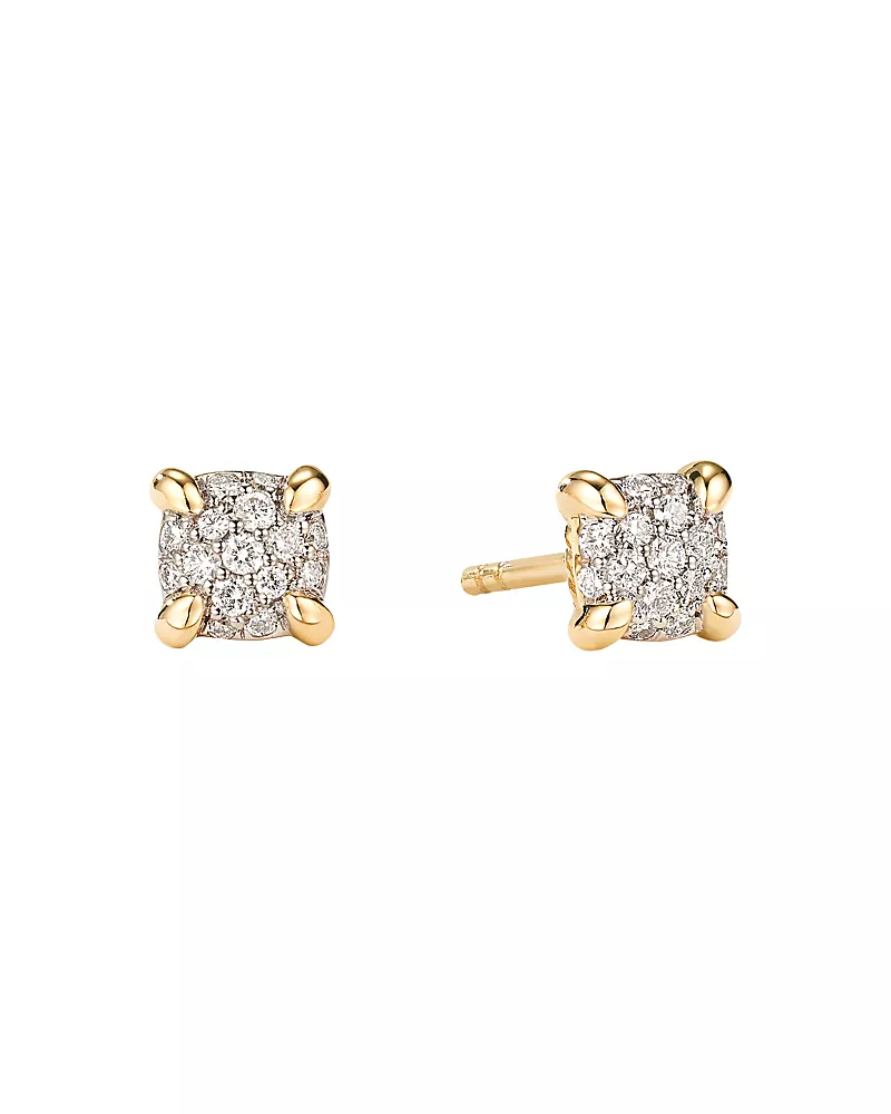 David Yurman Petite Chatelaine Stud Earrings in 18K Yellow Gold with Diamonds