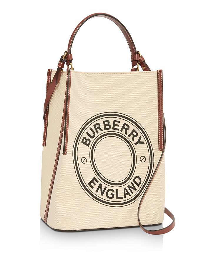 Burberry Small Logo Graphic Cotton Canvas Peggy Bucket Bag In Beige | ModeSens
