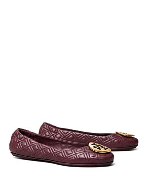 Tory Burch Women's Minnie Quilted Leather Travel Ballet Flats In Port