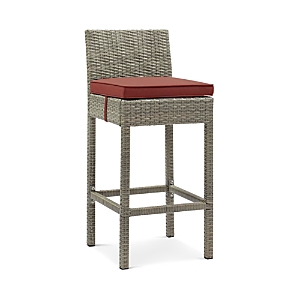 Modway Conduit Outdoor Patio Wicker Rattan Bar Stool In Light Gray Currant