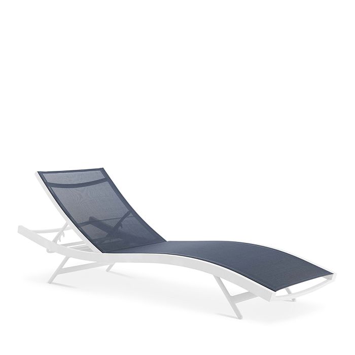 Modway Glimpse Outdoor Patio Mesh Chaise Lounge Chair In White/navy