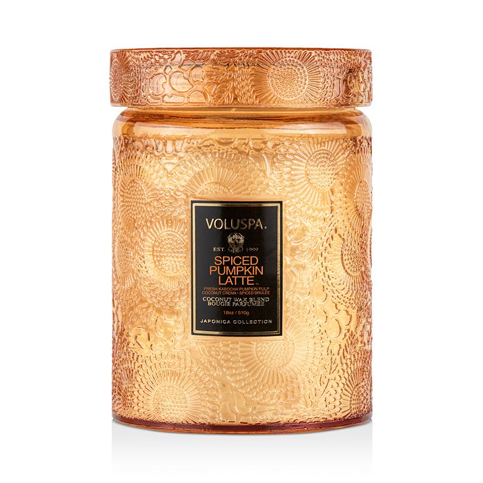 VOLUSPA SPICED PUMPKIN LATTE LARGE GLASS JAR CANDLE WITH LID,73321