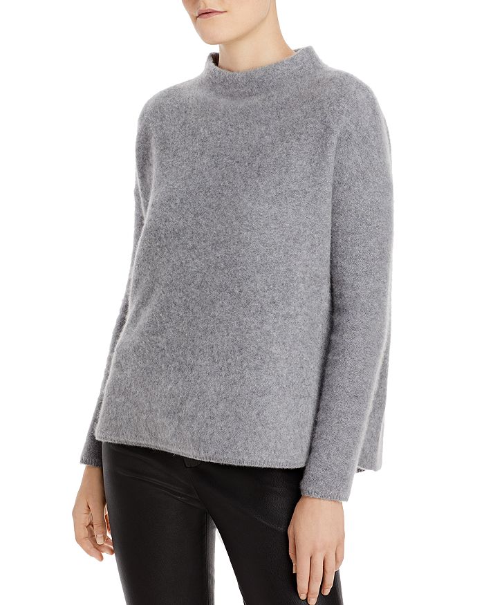 C By Bloomingdale's Brushed Cashmere Mock Neck Sweater - 100% Exclusive In Medium Gray