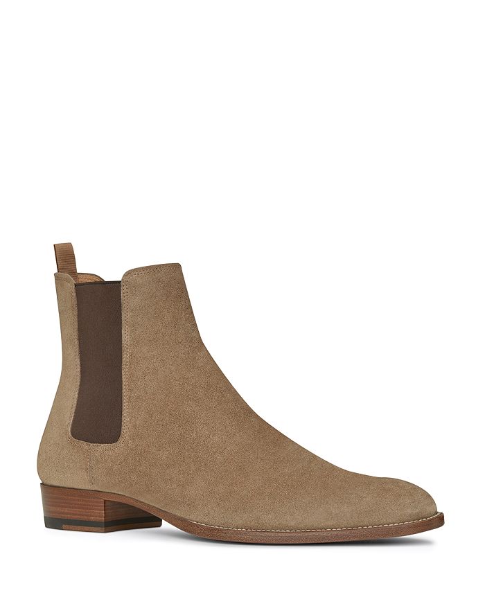 Saint Laurent Beige Suede Wyatt Chelsea Boots In Light Brown Suede