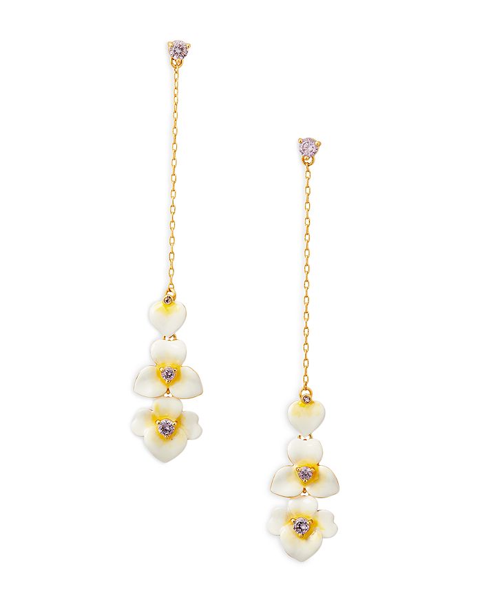 kate spade new york Precious Pansy Enamel Linear Drop Earrings
