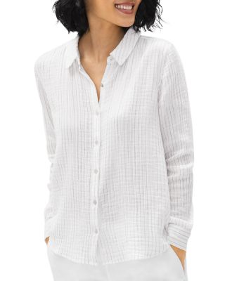 Eileen Fisher - Striped Button Down Cotton Shirt