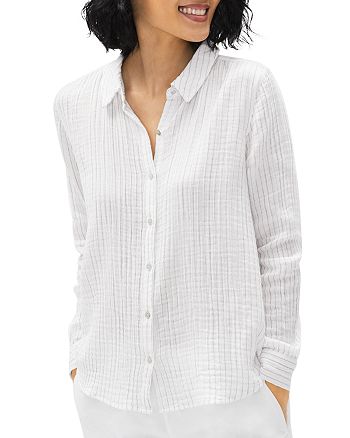 Eileen Fisher Striped Button Down Cotton Shirt | Bloomingdale's