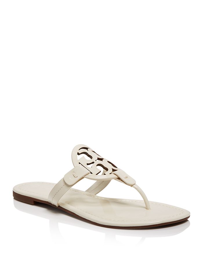 Tory Burch Women's Miller Thong Sandals In New Ivory Patent Leather ...