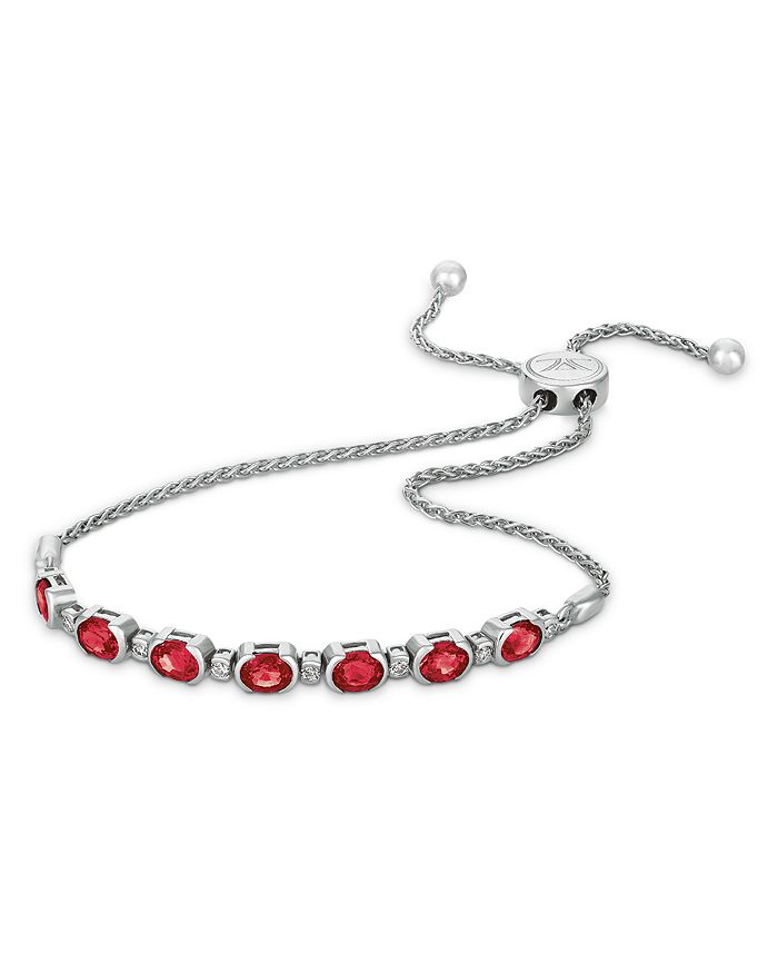 Bloomingdale's Ruby And Nude Diamond Bolo Bracelet In 14k White Gold - 100% Exclusive In Ruby Diamond