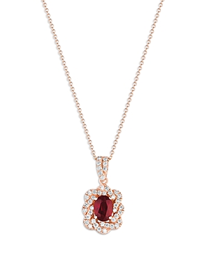 Bloomingdale's Ruby and Diamond Pendant Necklace in 14K Rose Gold, 21.6 - 100% Exclusive