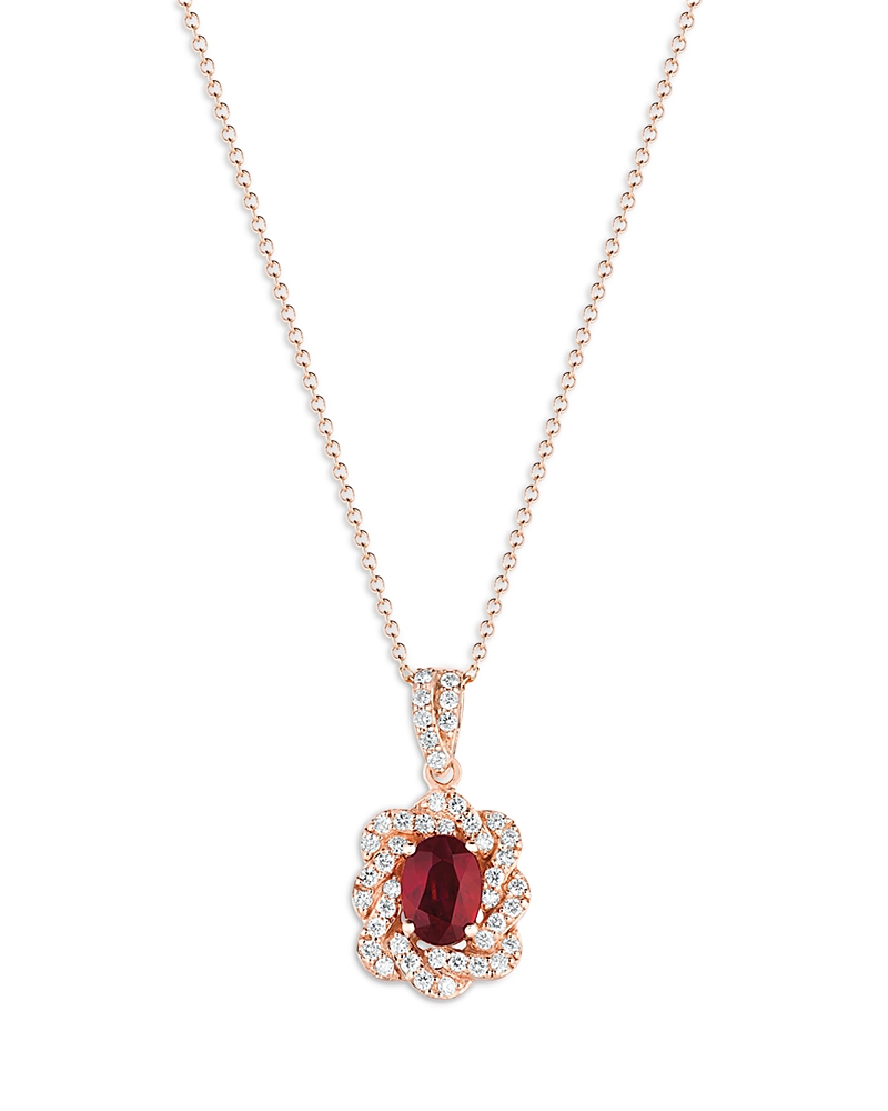 Bloomingdale's Fine Collection Ruby and Diamond Pendant Necklace in 14K Rose Gold, 21.6