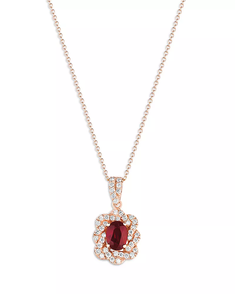 Bloomingdale's Fine Collection Ruby and Diamond Pendant Necklace in 14K Rose Gold, 21.6