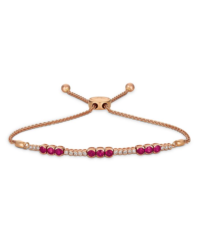 Bloomingdale's Ruby and Diamond Bolo Bracelet in 14K Rose Gold - 100% ...
